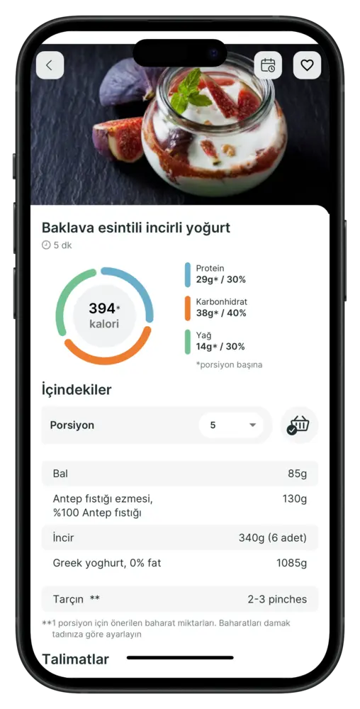 Tarif ekranı